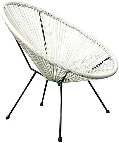 Indoor Outdoor Acapulco Woven Lounge Chair, All-Weather Patio Pear Shaped Weave Chair (White, 2pc)