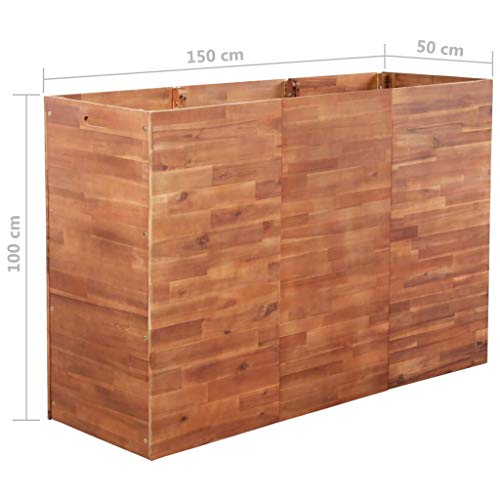 Blumenkasten für den Außenbereich, Akazienholz, Pflanzkübel, Balkonkasten, Akazienholz, rechteckig, robust genug für den… – Bild 5