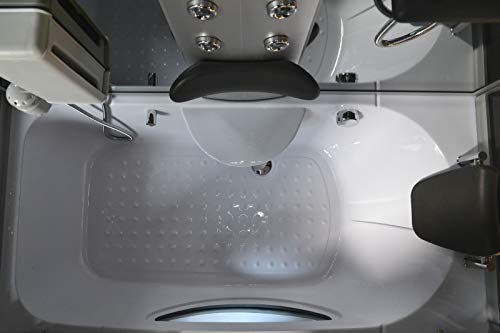 58" x 33" Soaking Base Steam Shower Enclosure with Lights, FM Radio, Hand shower, Back Massage Jets, Foot Massager - Thumbnail 2