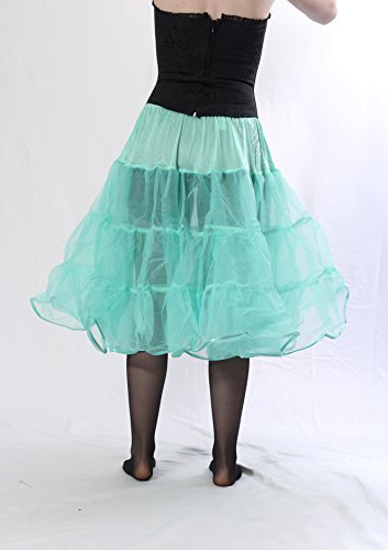 BellaSous Tea Length 25" Women Petticoat Nylon Yoke Underskirt for Vintage Dresses, Poodle Skirts, or Rockabilly (Small/Medium, Turquoise)