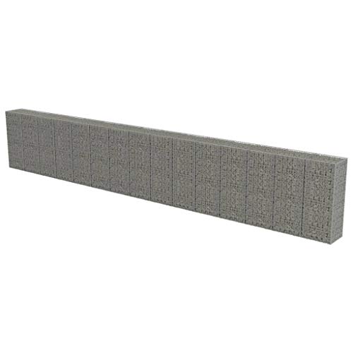 HLLNME Steinzaun Steinkorb Steingabione Gabion Säule, Gabionenwand mit Abdeckung Verzinkter Stahl 900×50×150 cm – Bild 4