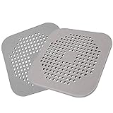 2PCS Shower Drain Hair Trap, Hair Catcher Shower Drain for Kitchen Bathroom and Bath tub, Shower Hair Drain Catcher Easy to Install and Clean with Suction Cups Grey