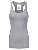 JJ Perfection Women's Solid Ribbed Knit Stretch Racerback Tank Top HGREY M