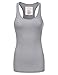 JJ Perfection Women's Solid Ribbed Knit Stretch Racerback Tank Top HGREY M
