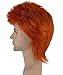 70s Rocker Style Hair Wigs w/Wig Cap for Cosplay Costume Party Halloween Hairpiece Burnt Orange