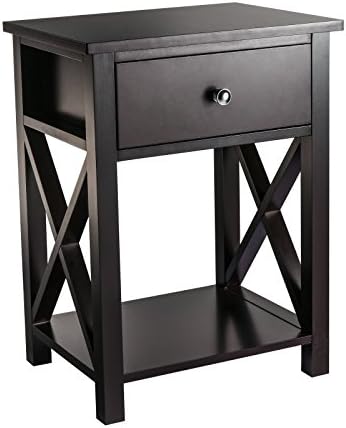 Outdoor Sunshine Brown MDF Wood X-Design Sides End Table with Drawer