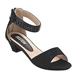 Beston ID27 Girl's Rhinestone Ankle Strap Back Zipper High Heel Dress Sandals