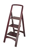 COSCO 11255MGY1 Three Step Rockford Wood Step Stool, Classic wood design coordinates well with home decorate, Large steps provide comfort and security, Folds flat for easy storage Safety, II Medium Household Duty Rating 225 lbs