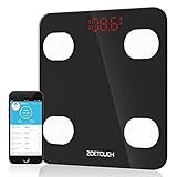 Bluetooth Body Fat Scale, ZOETOUCH Smart Digital Bathroom Weight Scale with iOS and Android APP Wireless Body Composition Analyzer Fitness Health Monitor Capacity Up to 180 kg /396 lbs, Black