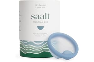 Saalt Menstrual Disc - Soft, Flexible, Reusable Medical-Grade Silicone - Wear 12 Hours - Removal Notch - Two Sizes - Menstrual Cup or Tampon Alternative - Made in USA - Lasts 10 Years (Blue, Regular)