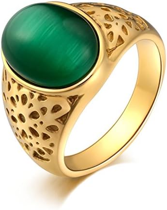 Adisaer Rings for Men Stainless Steel Opal Width Hollow Pattern 18 Mm VintageMens Rings Size 7-12