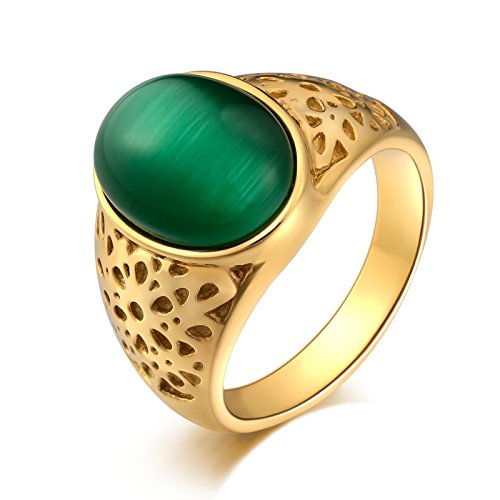 Adisaer Rings for Men Stainless Steel Opal Width Hollow Pattern 18 Mm VintageMens Rings Size 7-12