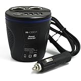 Mikobox 80W 12V Car Cup Inverter Dual Cigarette Lighter Socket Splitter and 4 USB Charging Ports(MAX 7.2A) with LED Voltage Display Black