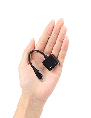 3.5 mm Jack Headphone Adapter for iPhone Xs/Xs Max/XR/ 8/8 Plus / 7/7 Plus for iPhone Dongle Aux 2 in 1 Accessories Splitter Adaptor Charger Cables & Audio Connector Support All iOS Systems - Black