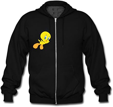 LARger Tweety bird Custom Gildan Full Zip Hooded Sweatshirt Black (NEW) S