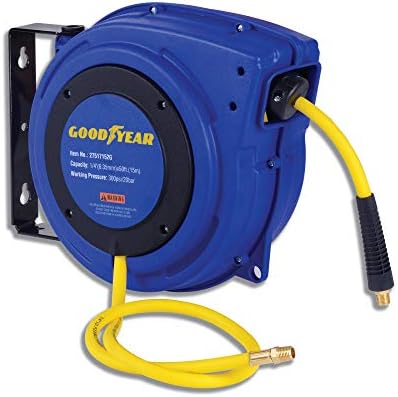 GOODYEAR Air Hose Reel 1/4"x50FT Heavy Duty Retractable Air Compressor Max. 300PSI (1/4" x 50 FT)