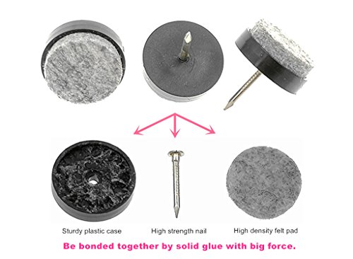 40pcs Furniture Felt Pad Round Heavy Duty Nail-on Slider Glide Pad Floor Protector for Wooden Furniture Chair Tables Leg Feet(Dia 0.7"/18mm,Black)