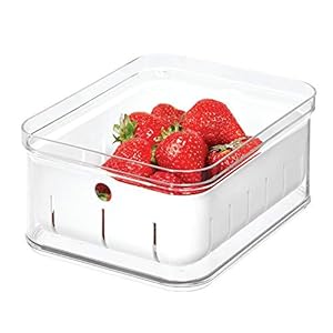 iDesign-71640EU-Fridge-Storage-Box-for-Fruit-and-Berries-Kitchen-Storage-Made-of-BPA-Free-Plastic-Kitchen-Organiser-for-Food-with-Built-in-Drip-Tray-Clear-216-cm-x-165-cm-x-95-cm iDesign71640EU Refrigerator Box for Fruit and Berries, BPA-free Plastic Storage Container, Kitchen Food Box with…