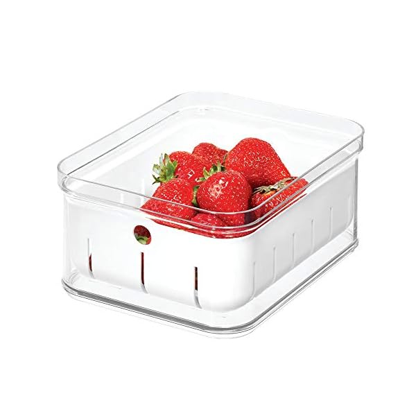 iDesign-71640EU-Fridge-Storage-Box-for-Fruit-and-Berries-Kitchen-Storage-Made-of-BPA-Free-Plastic-Kitchen-Organiser-for-Food-with-Built-in-Drip-Tray-Clear-216-cm-x-165-cm-x-95-cm iDesign71640EU Refrigerator Box for Fruit and Berries, BPA-free Plastic Storage Container, Kitchen Food Box with…