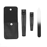 Behomy Stainless Steel Nail Clipper Cutter Set, Fingernail Clippers and Toenail Clippers with Nail File (Black)