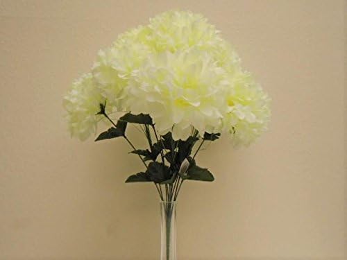 Chrysanthemum Mum Ball Bush 10 Artificial Silk Flowers 19" Bouquet 2302 Cream