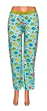 LOVE 2 Sleep Women's Macaron Print Lounge Pajama Pants with Green and Red Striped Love Elastic Waistband X-Large