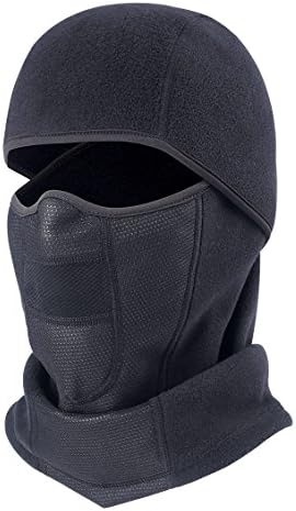 HARONAR Ski Mask Windproof Hinged Balaclava, Men and Women Face Mask Black