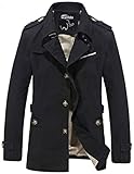 Wantdo Men's Cotton Single Breasted Trench Jacket