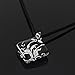 Chuvora Hand Blown Murano Glass Abstract Black Leaf Vine Square Pendant Necklace, 17-19 inches