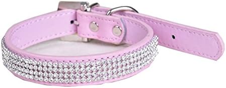 Petmuch Bling Brithstone Crystal Studded Dog Collar for Small or Medium Pet Pink(Pink)