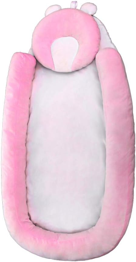 MERICP Portable Newborn Baby Crib - Infant Cradle Travel Sleeping Bag, Pink Safety Sleeping Pad with Headrest for 0-36 Months Toddler