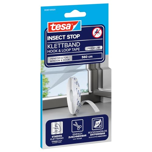 tesa INSECT STOP Klittenband Premium - 1 rol van 560 cm - wit
