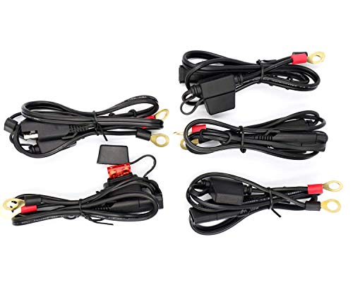 Wanheyao 5-Pack SAE to O Ring Terminal Harness Wire 2 Pin Lug Cable Eyelet Extension Charge Cord Lead for Motorcycle Car Tractor 10A Fuse 2FT Long - Thumbnail 5
