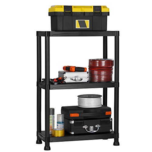 Buy VonHaus 3 Tier Garage Shelving Unit Heavy Duty Black Plastic