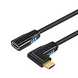 HDMI 2.0 Extension Cable, CableCreation 6 Feet Left Angle 90 Degree Vertical Left 4K(60Hz) HDMI 2.0 Male to Female Cable, 3D Video, Ethernet, Audio Return Channel, Black