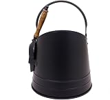 CHARLES BENTLEY Black Iron Coal Bucket Shovel Set Wooden Grip Handles view 7