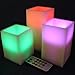 LED Lytes LED Multi Colored Flameless Candles Battery Operated, 3 Square Ivory Wax with Multi-Function Timer Remote Control, Flickering Flame Candle Set for Teen Gifts and Wedding Decor