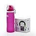 Kemier Collapsible Silicone Water Bottles-750ML,Medical Grade,BPA Free.Can Roll Up,26oz,Leak Proof Foldable Sports & Outdoor Water Bottles (Pink)