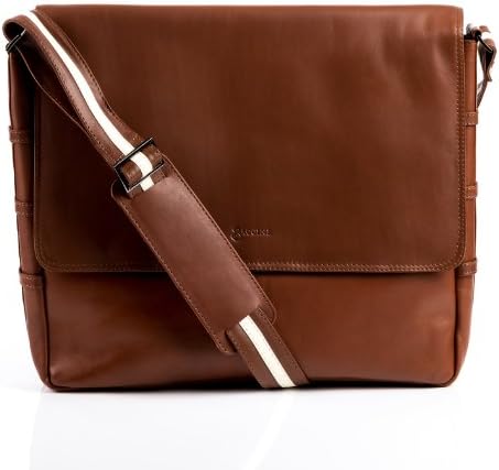 BACCINI Real Leather Messenger Bag Roberto Large Laptop Shoulder Bag Business Work 15 inch Laptop Cross-Body Bag College Men´s Bag Brown