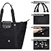GoPenguin Large Beach Tote Bag for Women, Nylon Foldable Travel Shoulder Bag with Zipper, Top Hanlde Black