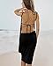CY Women's Spaghetti Strap Backless Beach Dress Bikini Warp Cover Up(Black)