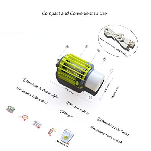 LQS Camping Lantern Flashlight LED Light Bug Zapper,IP67 Waterproof Tent Lantern with 2200 Mah Rechargeable Battery for Indoor and Outdoor Use - Thumbnail 4