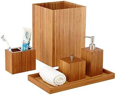 Bathroom suite 5-Piece Bamboo Bath and Vanity Luxury Bathroom Essentials Accessory Set