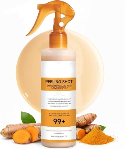 Body Keratin Care Kojic Acid Turmeric Spray Gently Exfoliating Peeling Solution Skincare with Retinol, Glutathione, Niacinamide, Vitamin B, C, E for All Skin Types 100ml