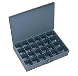 Durham 202-95-IND Gray Cold Rolled Steel Individual Small Scoop Box, 13-3/8" Width x 2" Height x 9-1/4" Depth, 24 Compartment