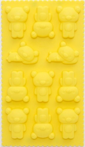 yellow Rilakkuma bear silicone ice tray mold