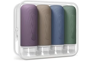 Yinke Travel Silicone Bottles for Toiletries, TSA Approved 3oz Travel Size Containers and BPA Free Leak Proof Silicone Squeezable, Refillable Travel Accessories for Shampoo Conditioner Lotion(4 Pack)