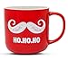Gifffted Funny Christmas Coffee Mug, Santa Claus Moustache and HO HO HO, Unique Christmas Mugs For Friends and Family Christmas Gifts, Red, Ceramic, 13 Ounce