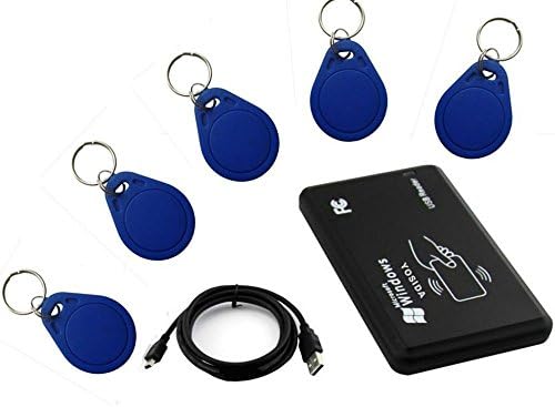 USB 125Khz RFID EM4305 T5577/T5567 Card Reader/Writer Copier/Writer programmer burner+5pcs Rewritable Key fobs