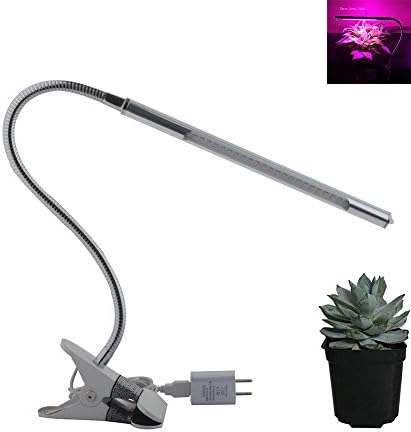 Grow Light LED Lamp, 3 Level Dimmable Clip Light for Plants, Flexible Gooseneck 24 Pieces Led, 5w Red Light with US Adapter (White)